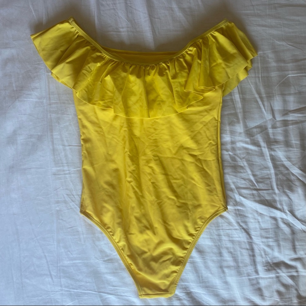 Yellow One Piece Ruffled Swimsuit